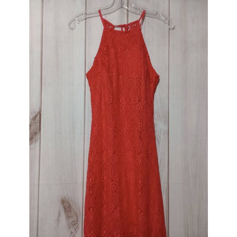 Bisou Bisou Dress Ladies 4 Coral Sleeveless Maxi Lace‎ - Picture 3 of 9